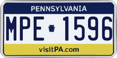 PA license plate MPE1596