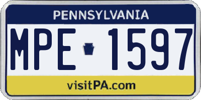 PA license plate MPE1597