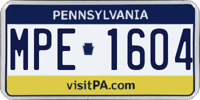 PA license plate MPE1604