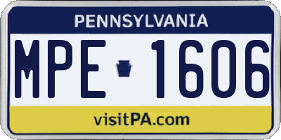 PA license plate MPE1606