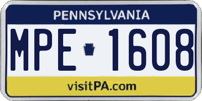 PA license plate MPE1608