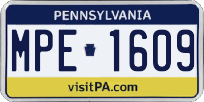 PA license plate MPE1609