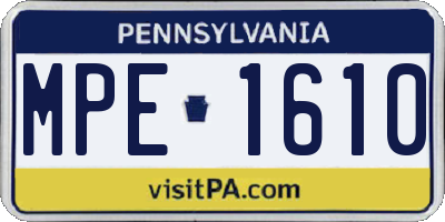 PA license plate MPE1610