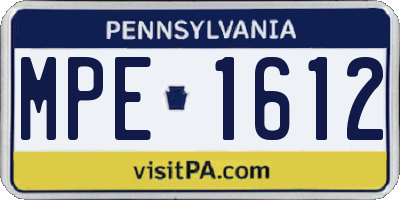 PA license plate MPE1612