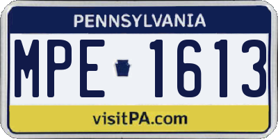 PA license plate MPE1613
