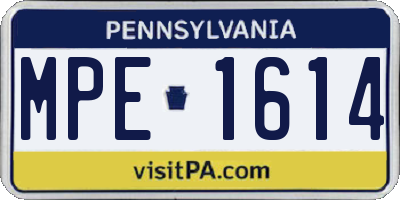 PA license plate MPE1614