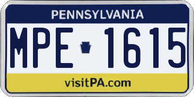 PA license plate MPE1615