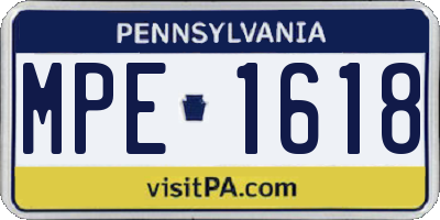 PA license plate MPE1618