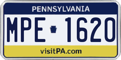 PA license plate MPE1620