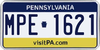 PA license plate MPE1621