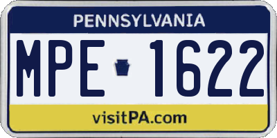 PA license plate MPE1622