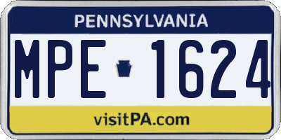 PA license plate MPE1624