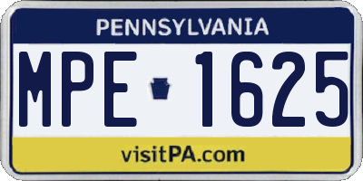 PA license plate MPE1625