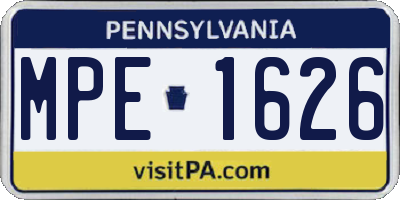 PA license plate MPE1626
