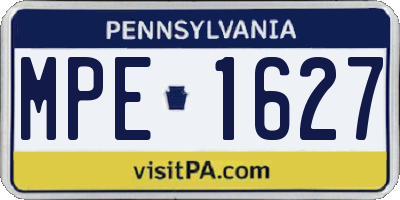 PA license plate MPE1627