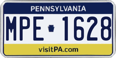 PA license plate MPE1628