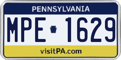 PA license plate MPE1629