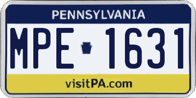 PA license plate MPE1631