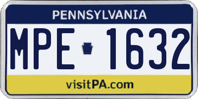 PA license plate MPE1632