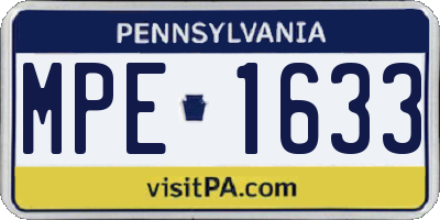 PA license plate MPE1633