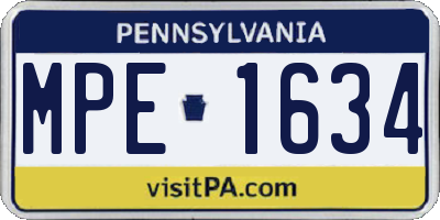 PA license plate MPE1634