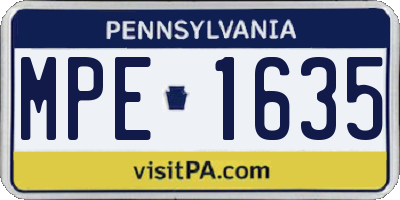 PA license plate MPE1635