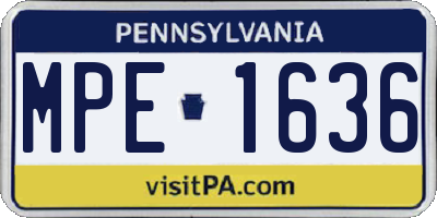 PA license plate MPE1636