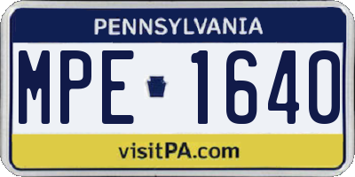 PA license plate MPE1640