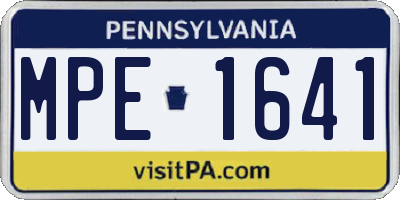 PA license plate MPE1641