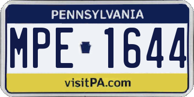 PA license plate MPE1644