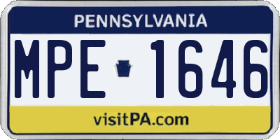 PA license plate MPE1646