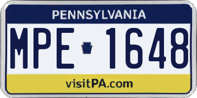 PA license plate MPE1648
