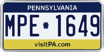 PA license plate MPE1649