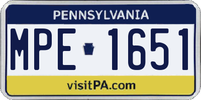 PA license plate MPE1651
