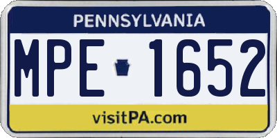 PA license plate MPE1652
