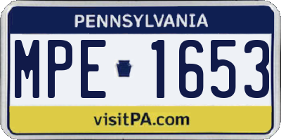 PA license plate MPE1653