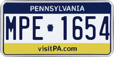PA license plate MPE1654