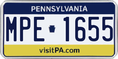 PA license plate MPE1655