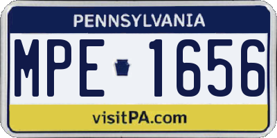 PA license plate MPE1656