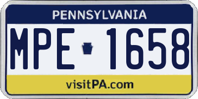 PA license plate MPE1658