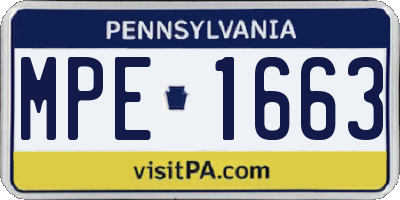 PA license plate MPE1663