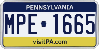 PA license plate MPE1665