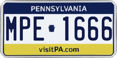 PA license plate MPE1666