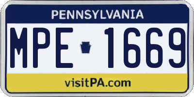 PA license plate MPE1669