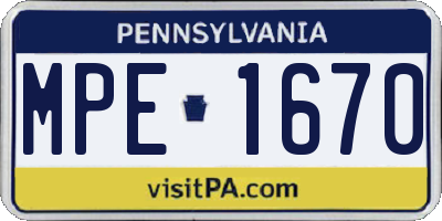 PA license plate MPE1670