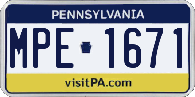 PA license plate MPE1671