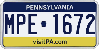 PA license plate MPE1672