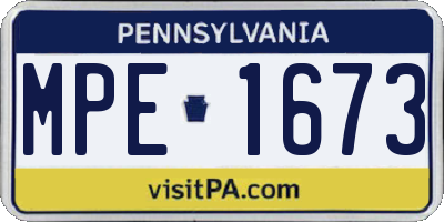 PA license plate MPE1673