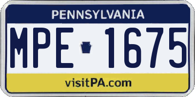 PA license plate MPE1675