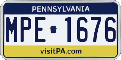 PA license plate MPE1676